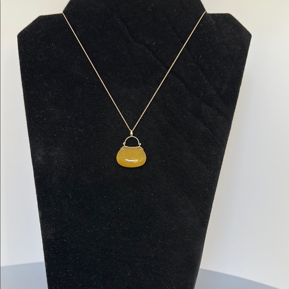 14k real solid gold yellow jade real necklace - Picture 2 of 10